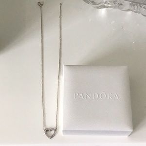 Pandora sterling silver heart necklace with box